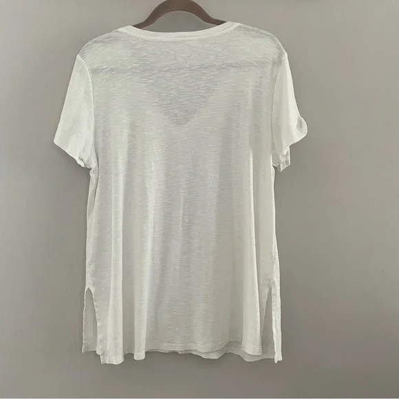 J. JILL Pima Short Sleeve V-Neck White Tee Tunic Large - Picture 2 of 6